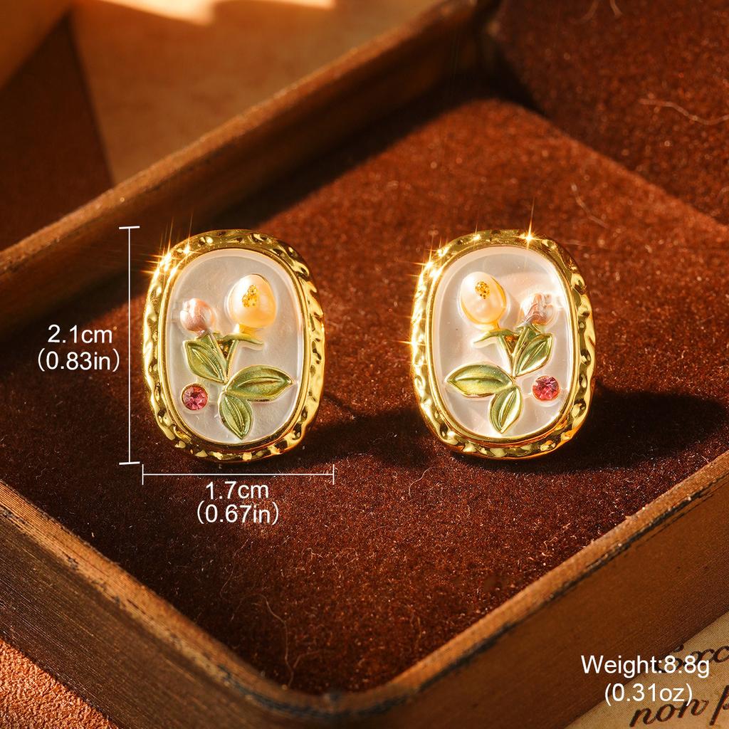 Monet Garden Violet Series Enamel Love Geometric Niche Vintage Premium Earrings Oil Painting Earrings