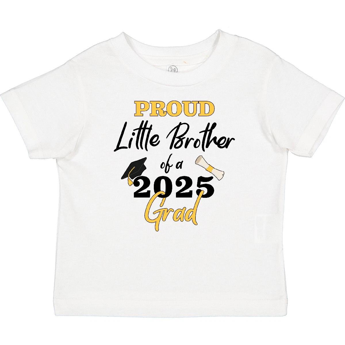 Inktastic Proud Little Brother Of A 2025 Grad Baby kids boys T-Shirt Graduation Big Sister 130