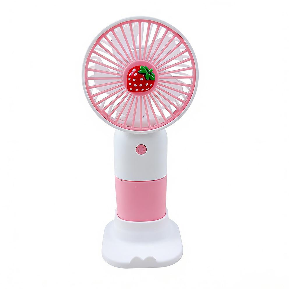 Mini USB Handheld Fan & Phone Holder with Fruit/Flower Design
