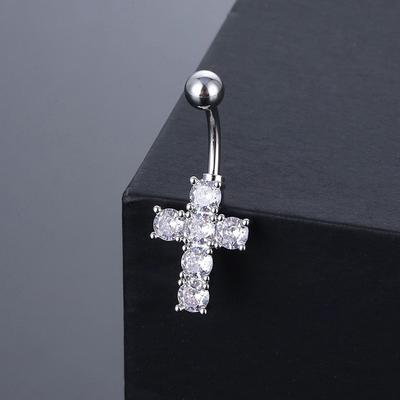 Słodki cyrkonowy krzyżyk kolczyk do pępka krzyż piercing pępka paznokieć