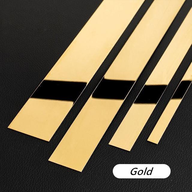 Neue 1 Rolle Gold Wandaufkleber Edelstahl Flache Dekorationslinien Titan Spiegel Wand Deckenkantenleiste Wohnzimmer Dekor