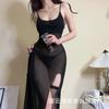 Sex underwear women's mesh transparent long dress pure desire temptation free split suspender dress