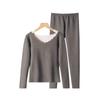 Women's Double-Sided Velvet Thermal Underwear Set - Self-Heating, Seamless Long-Sleeve Top & Pants for Autumn/Winter