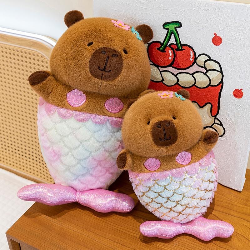 Mermaid Capybara Plush Toy Transformed Into Fishtail Kapibala Doll Children's Companionship Gifts for Girls