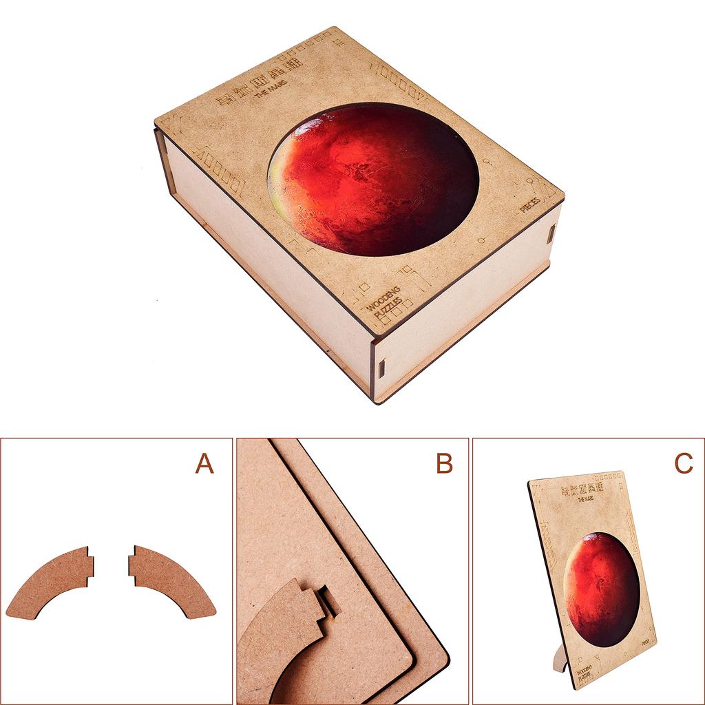 HSFTILV Wooden Puzzle - Planet Series, Educational Shape Toy, 3D Puzzle, Gift for Teens and Adults, Fun Jigsaw Puzzle Toy Gift, 28x28cm (Mars)