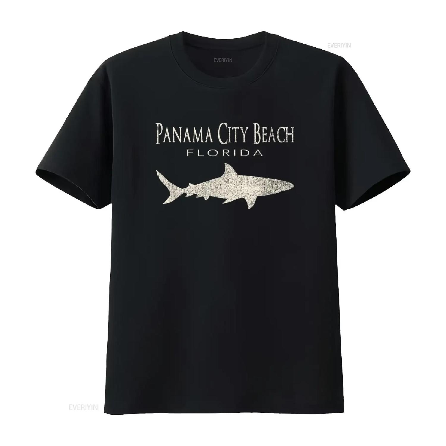 Retro Panama City Beach FL Shark T Shirt vintage Washed Top For Everyday Wear designer clothes Breathable Stylish Stretched XXXXL