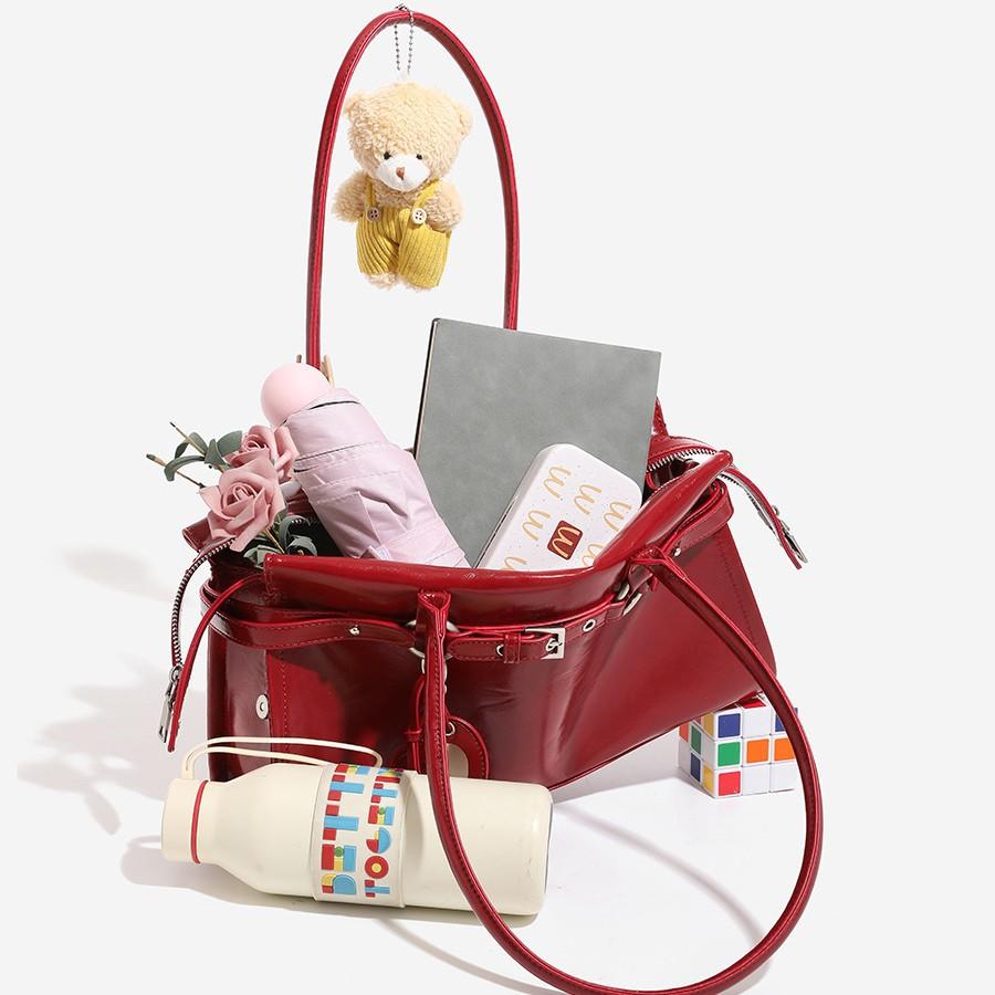 Ballet Heiress Red Sweet and Cool Armpit Bag, French Stick Bag, Bride's Wedding Bag, Winter New High-end Handbag, Shoulder Bag