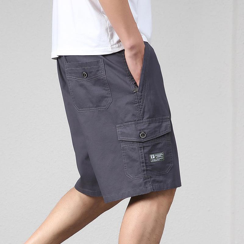New Men s Shorts Loose Work Trousers Son Men s Casual Large Size Five Trousers Men s Fashion Trousers L темно-серого