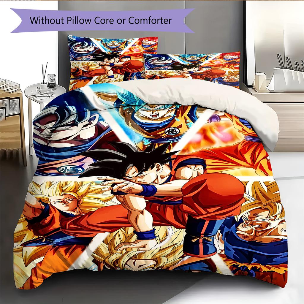 Son Goku Vzor Dragon Ball Povlečení Domácí Dekorace Narozeninový Dárek (1 * povlak na peřinu + 2 * povlak na polštář, bez jádra)