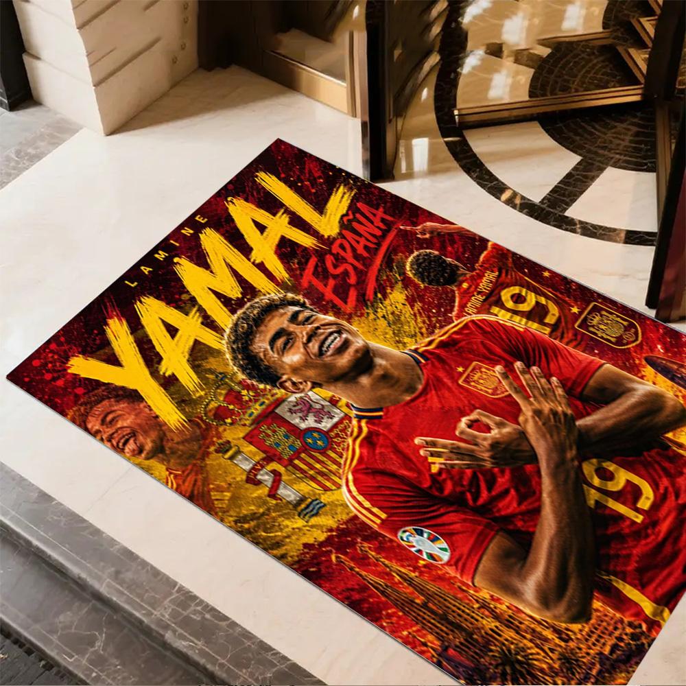 Lamine Yamal's Musik Sport Fusion Teppich Perfekt für Wohnzimmer Schlafzimmer Küche Balkon Rutschfester Teppich Anime Büro Dekoration Geschenk für Festivals