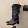 New European and American Pointed Thick Heel Tall Tube Large Size Western Cowboy Boots