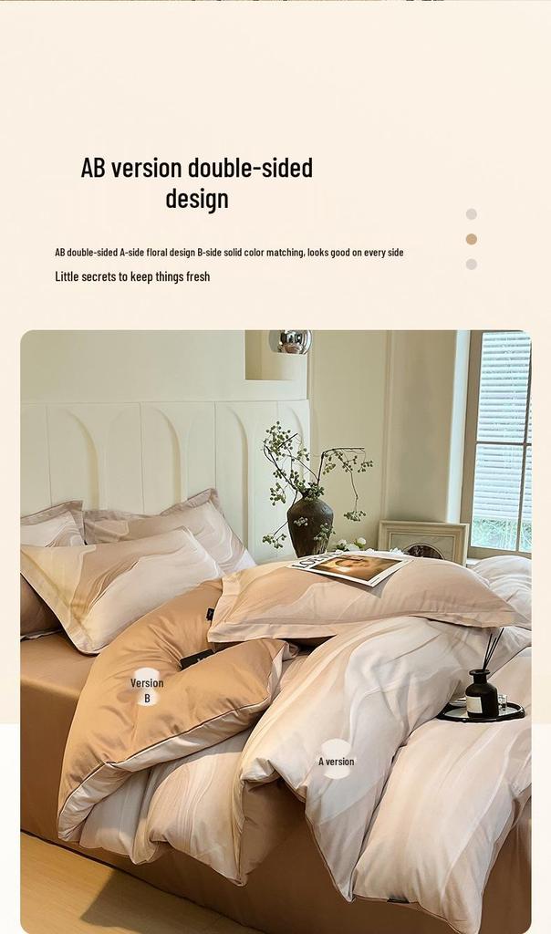 Pure Cotton Fresh Style Bedding Set: Modern Minimalist Duvet Cover, Sheet & Fitted Sheet for Spring/Summer