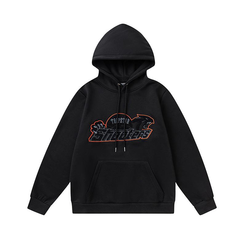 Trapstar towel embroidered letters fleece-lined zipper jacket, hooded sweatshirt pants, couple set
