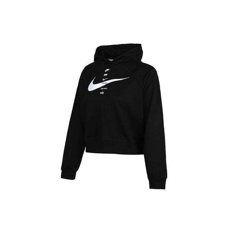 Nike Sportovní mikina s kapucí s potiskem loga Swoosh Dámská mikina Černá CU5677-011