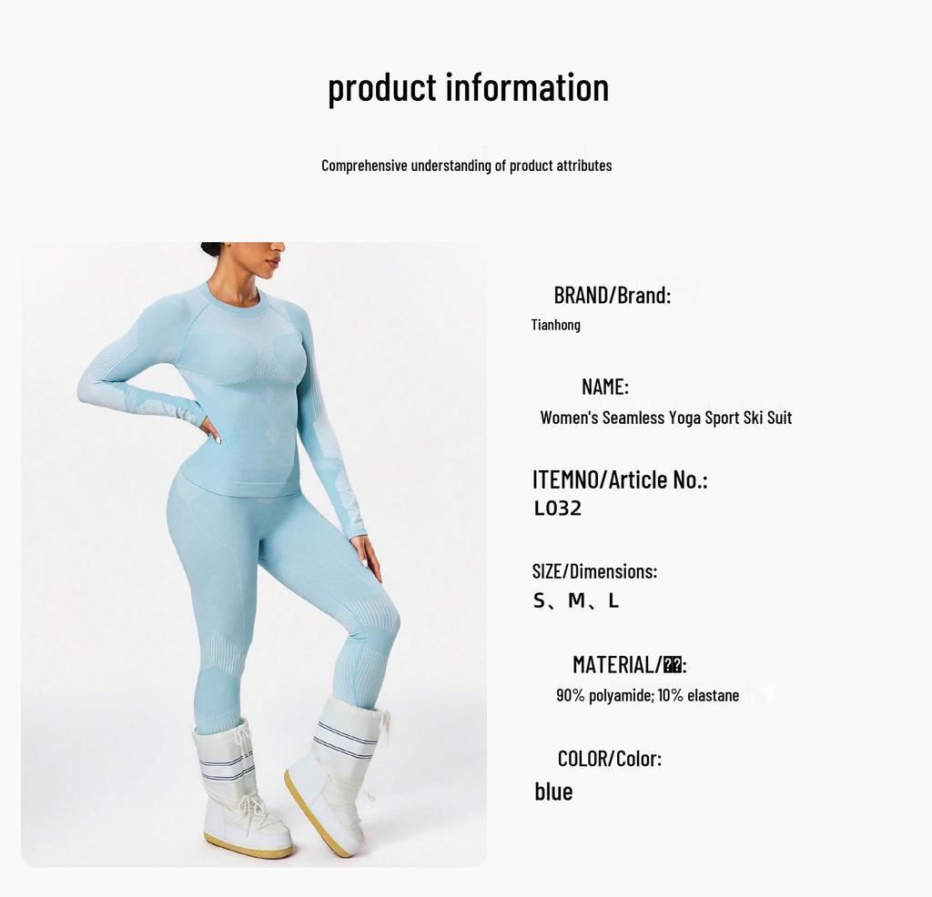 Ciepły zestaw bielizny bazowej narciarskiej i do jogi: Długi rękaw odprowadzający wilgoć