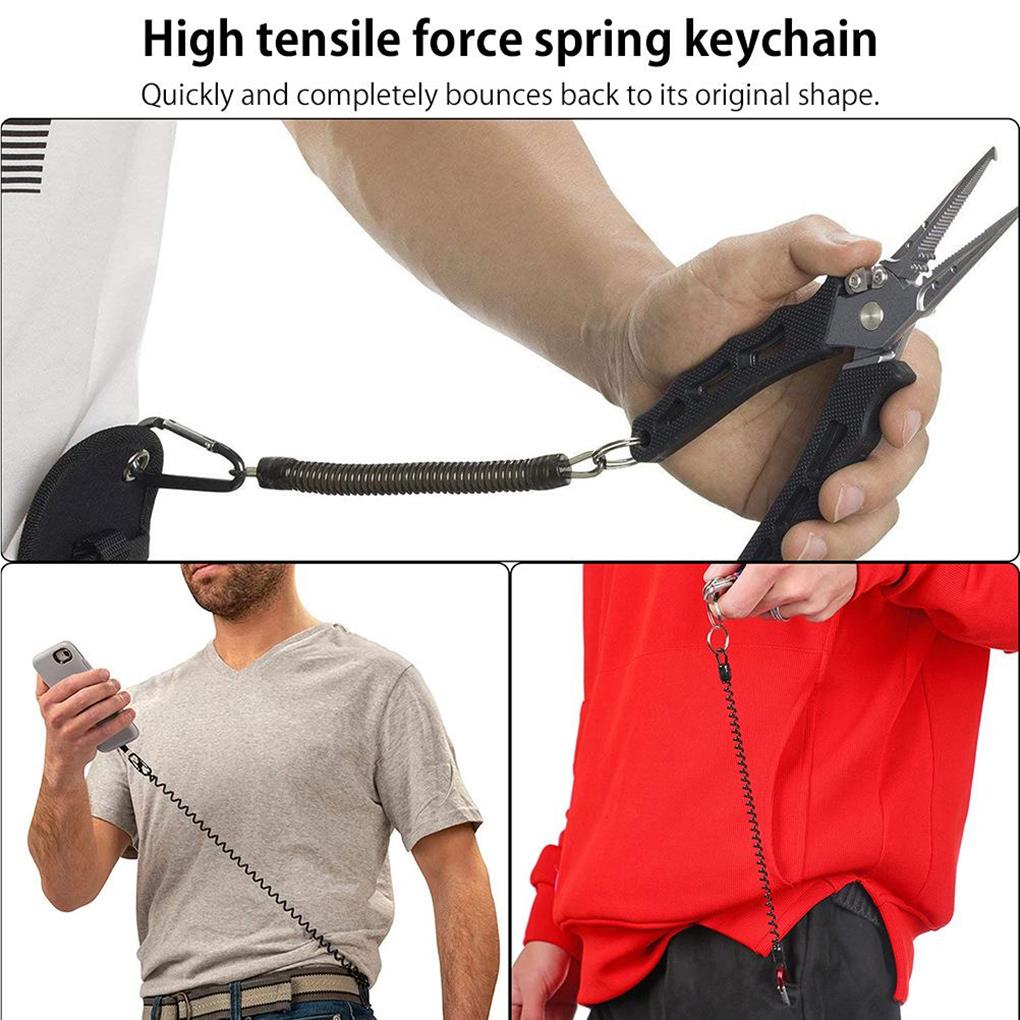 4 Pieces Fishing Lanyards Spring Ropes Anti-Lost Spiral Key Ring Climbing