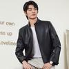 FAPAI Men's Genuine Sheepskin Stand-Collar Leather Jacket