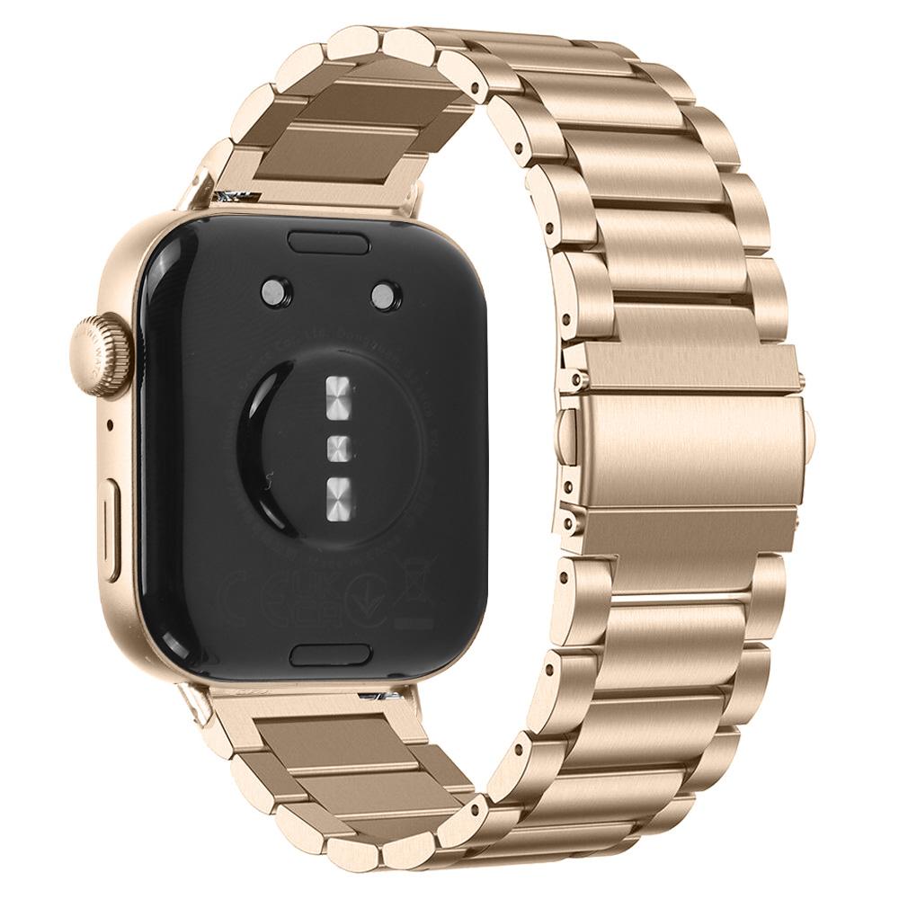 

For Huawei Watch Fit 3 Watch Strap Three-Bead Stainless Steel Wrist Band Champagne Gold