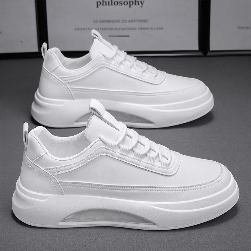 Men's Lightweight White Sneakers - Autumn Casual, Trendy & Breathable with Non-slip Thick Soles