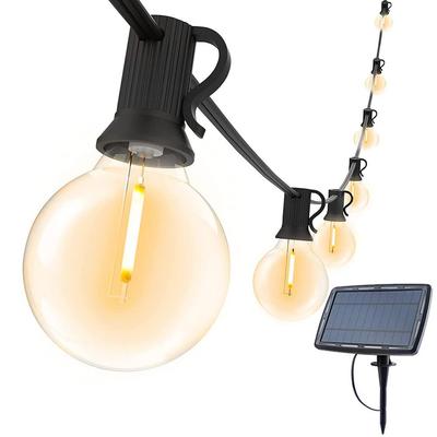 7,6M 15M Solární LED řetězová světla Venkovní G40 Plastové žárovky Zahrada Terasa Pohádková světla pro Svatbu Oslavu Dekorace