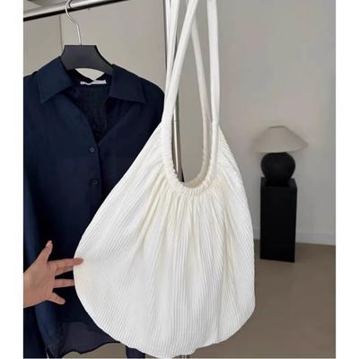 Nischen Baumwolle und Leinen plissierte Textur Schultertasche große Kapazität lässig vielseitig einfache Tragetasche Reisehandtasche