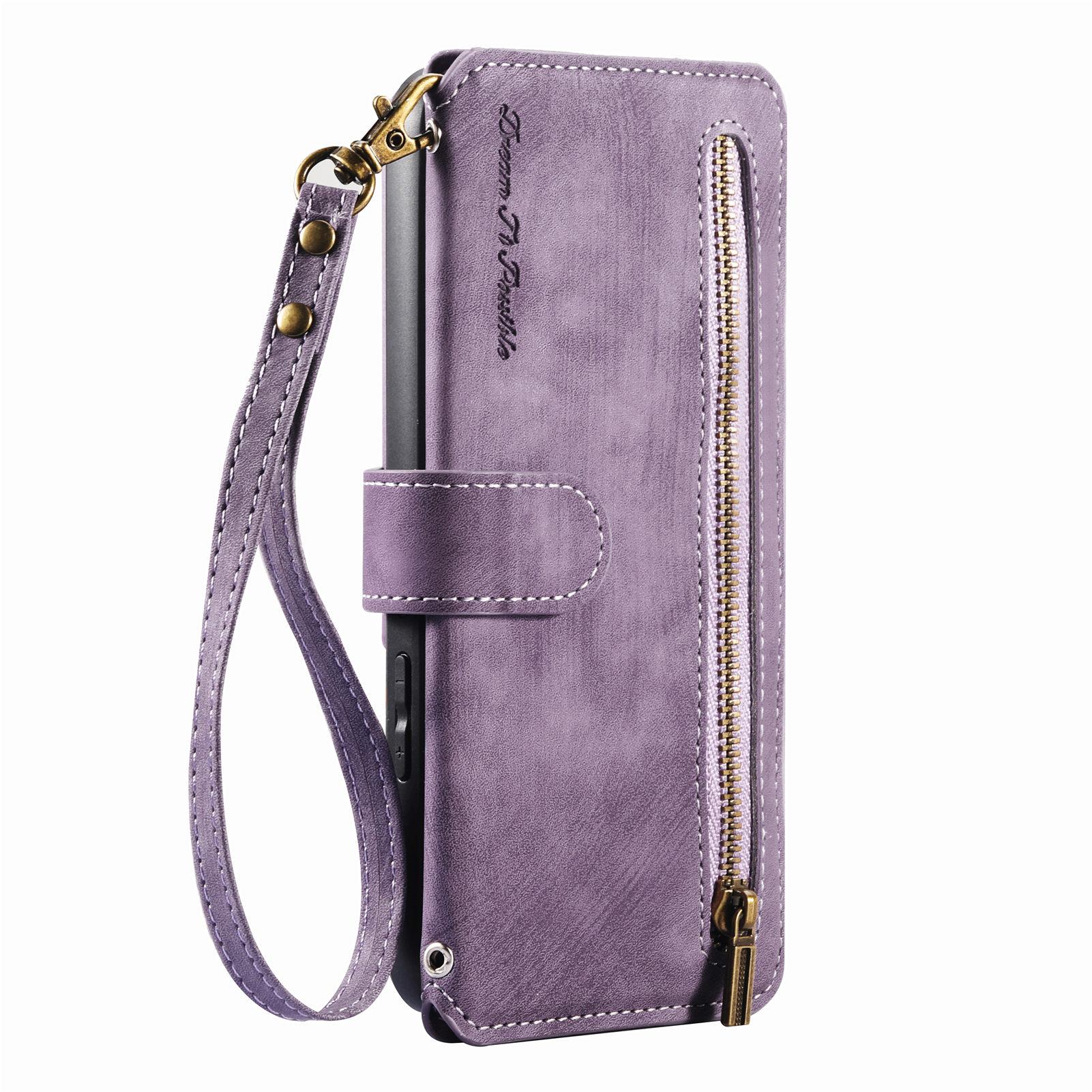 

Роскошный кожаный чехол-кошелек 3-в-1 для Samsung A13/A14/A15/A17...S21/S22/S23... с подставкой, противоударный, с RFID, множеством слотов и молнией Samsung Galaxy A17