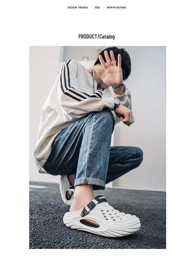 2025 Men's Closed-Toe Thick-Soled Summer Garden Sandals - Sporty, Casual, Plus Size.