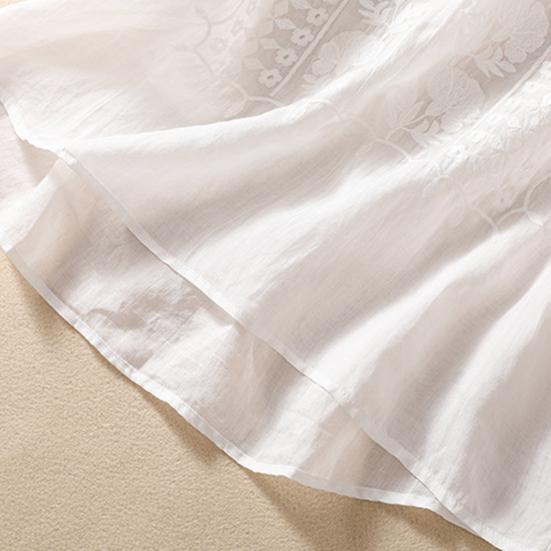 Dámská košile s výstřihem do O, polorukáv, halenka s volným střihem, jednobarevná výšivka, krajka, květinový vzor, ​​retro košile