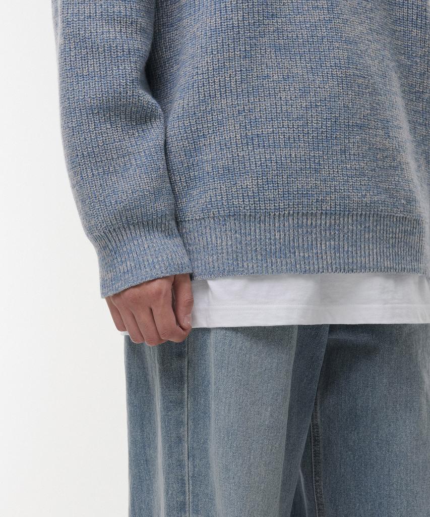 MUSINSA STANDARD Mixed Yarn Crew Neck Knit [Melange Blue]