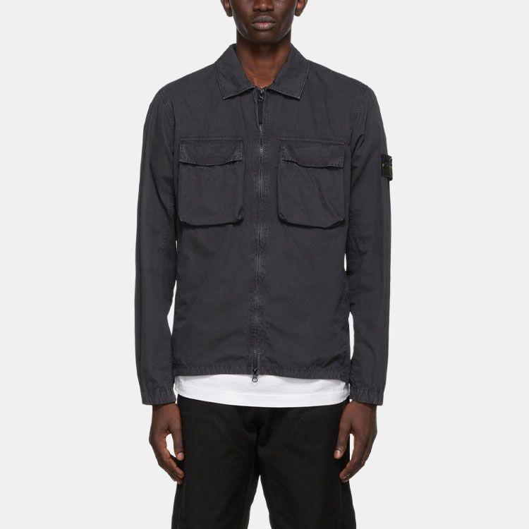 STONE ISLAND Brushed Cotton 2-Pocket Shirt Jacket 'Charcoal' Men's 7615114WN-V0165