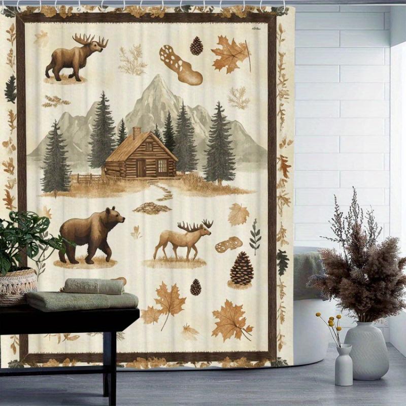 Small Cabin Theme Shower Curtain 12 Hooks Suitable For Room Home Hotel Washable Window Curtains Bathroom One Piece