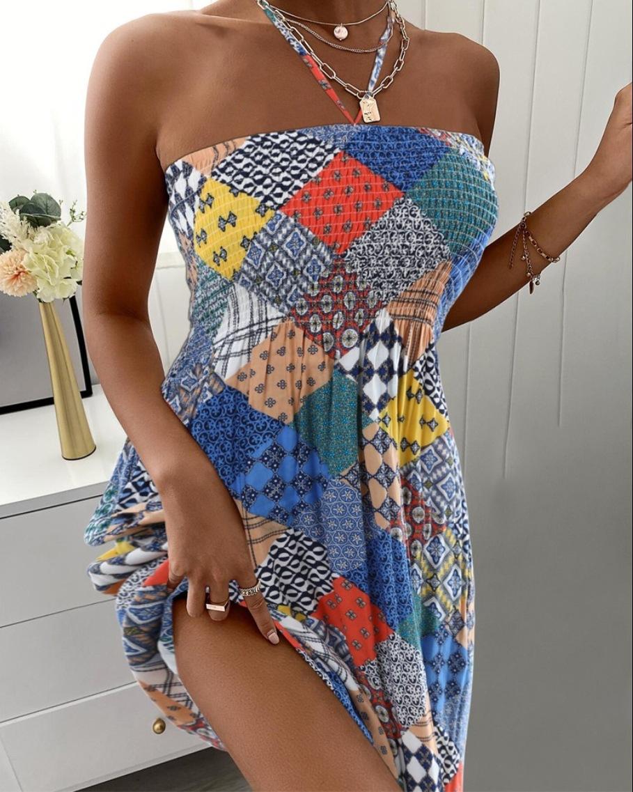 Popular, summer fashionable and sexy sleeveless neck dress for women S