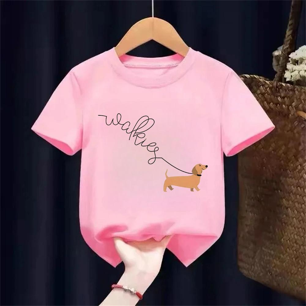 Dachshund Teckel Funny Cute Dog Animal TShirt Kid Girls Short Sleeve Summer Fashion Tshirt Casual Fashion Tee Shirt ONeck Tops