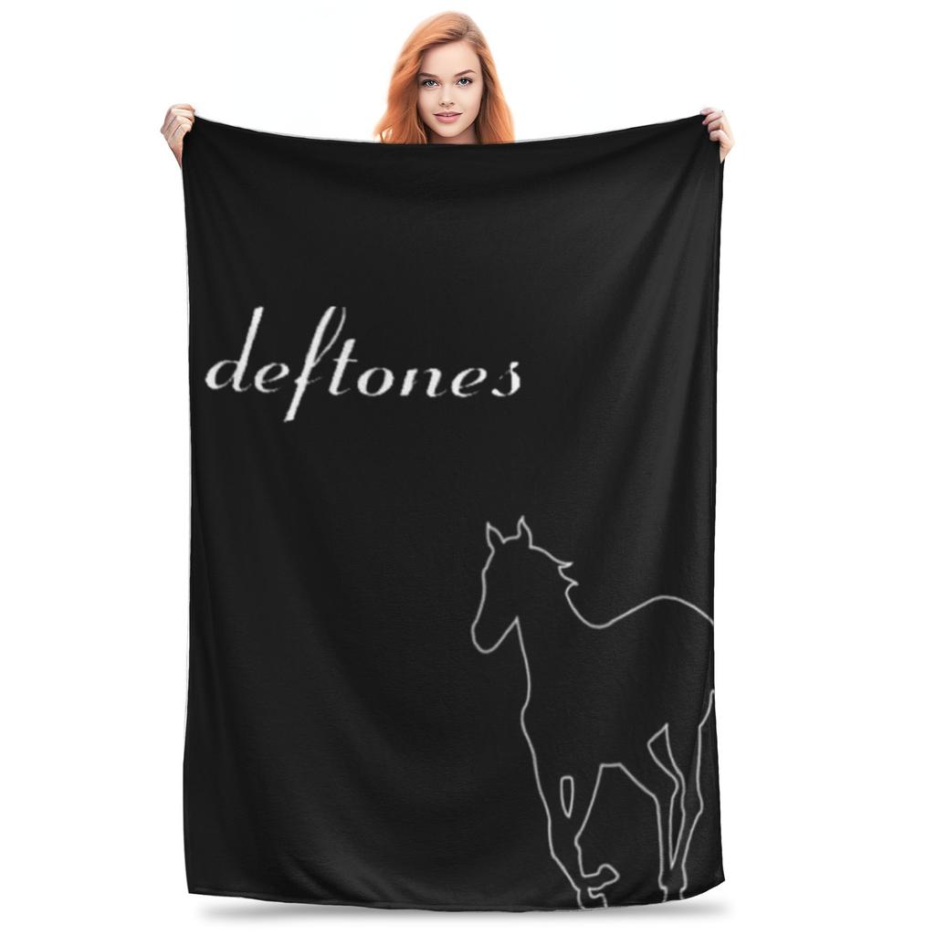 Flannel Throw Blanket Vintage Deftones Metal Band White Pony Album Warm Plush Blankets Soft Bedding for Living room Picnic Sofa