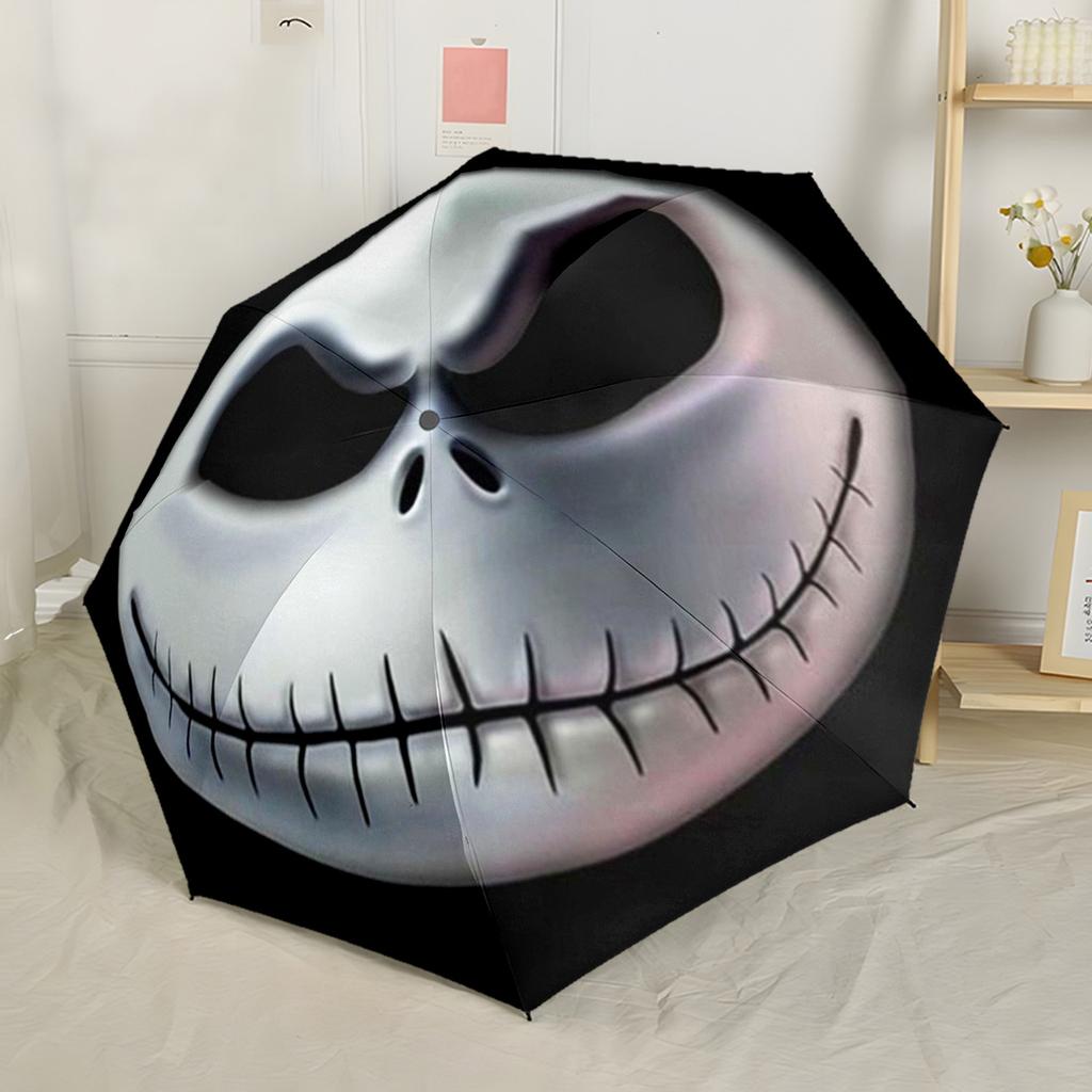 Nightmare Before Christmas Automatischer Regenschirm mit 8 Speichen Langlebiger Kunststoff & Eisen Reiseutensil Eleganter Damenregenschirm Spirituelles Geschenk