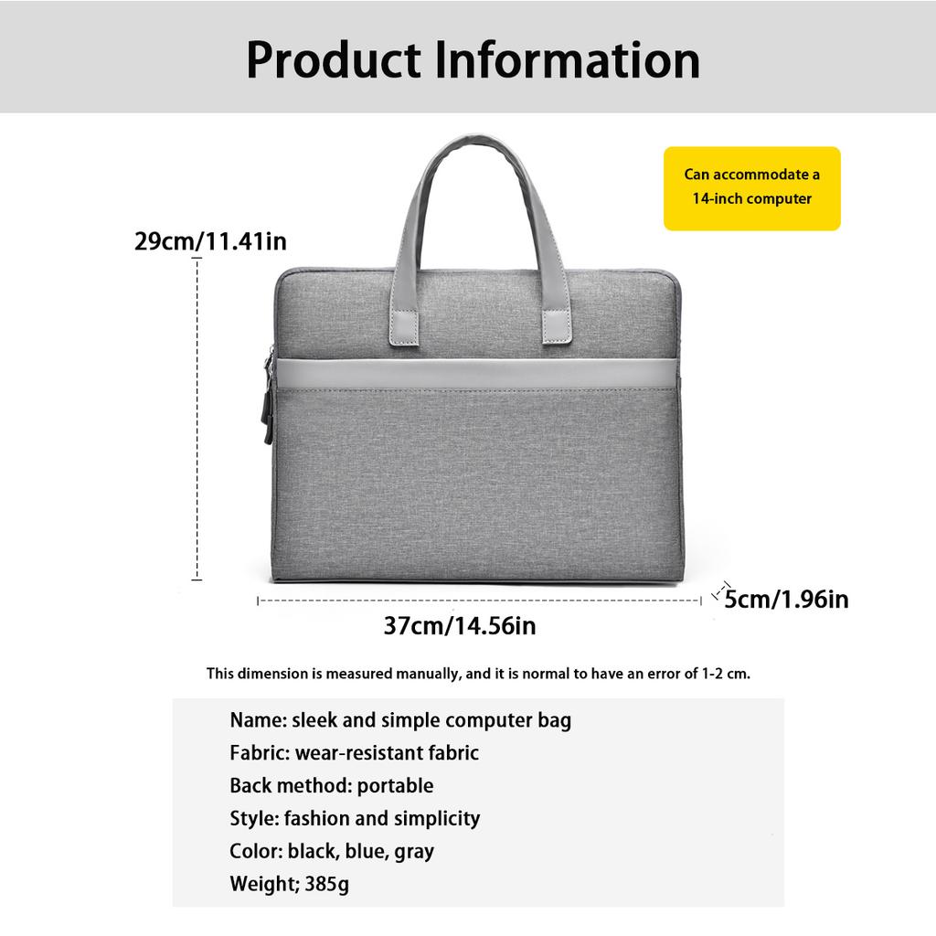 14-inch Stylish Minimalist Laptop Bag For Men And Women Durable Oxford Material Japanese Style Business Handbag.