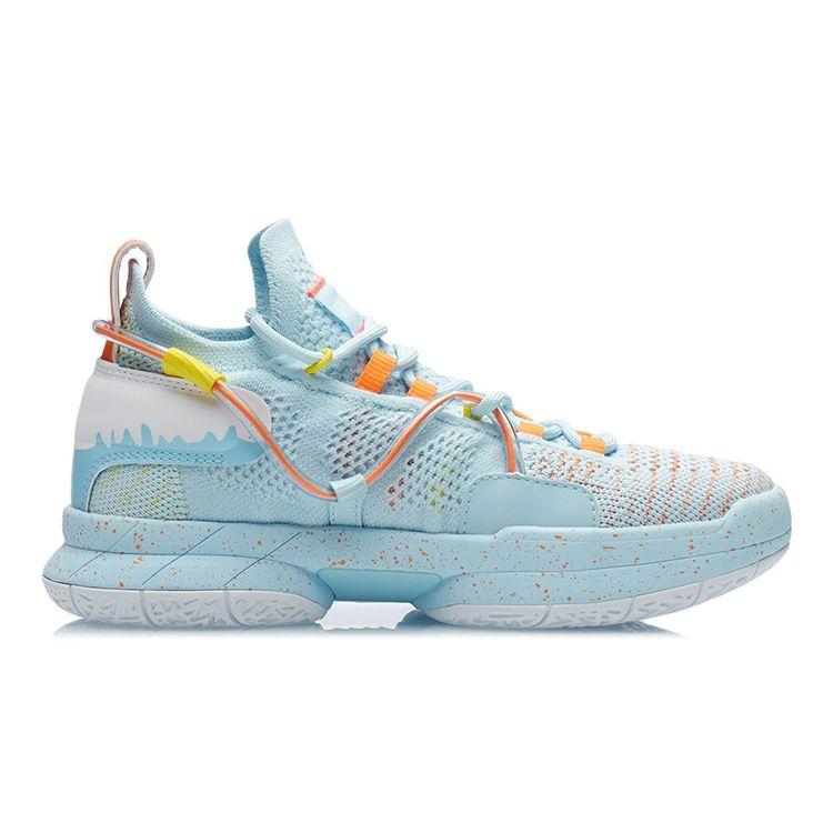LiNing Flash 6 Shock Absorption Anti-Slip Durable Mid-Top Basketball Shoes Kids Basketball Shoes Blue Orange YKBR024-7