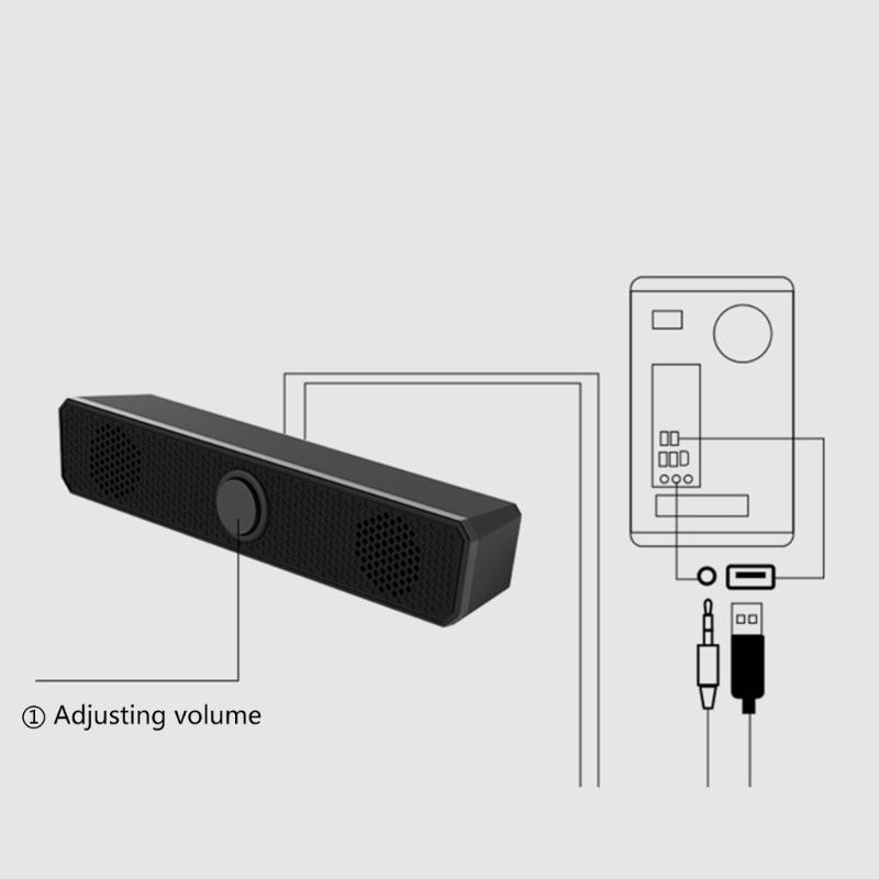 Mini Sound Bar USB Powered Sound Bar Speaker for Computer Desktop Laptops PC, Black