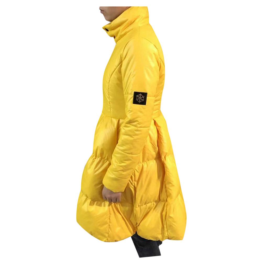 Women Winter Solid Color Down Jackets Warm Long Slim Female Big Swing Coat