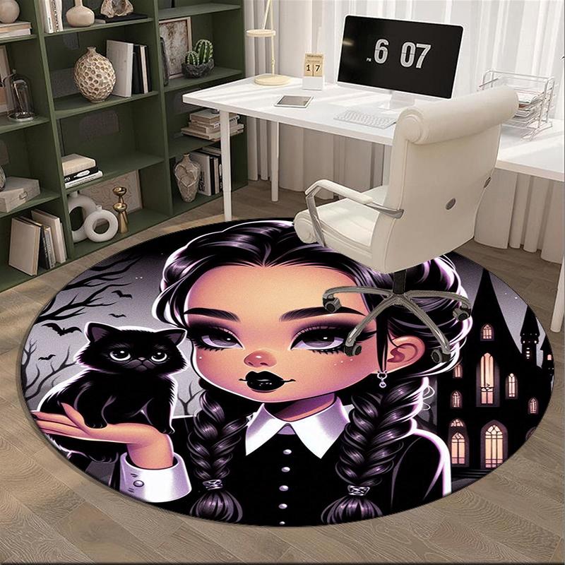 Gothic Fashion And Mystery round carpet Chair cushion Round Entryway Rug, Soft Round Rugs for Living Room, Bedroom, Circle Carpet decor gifts