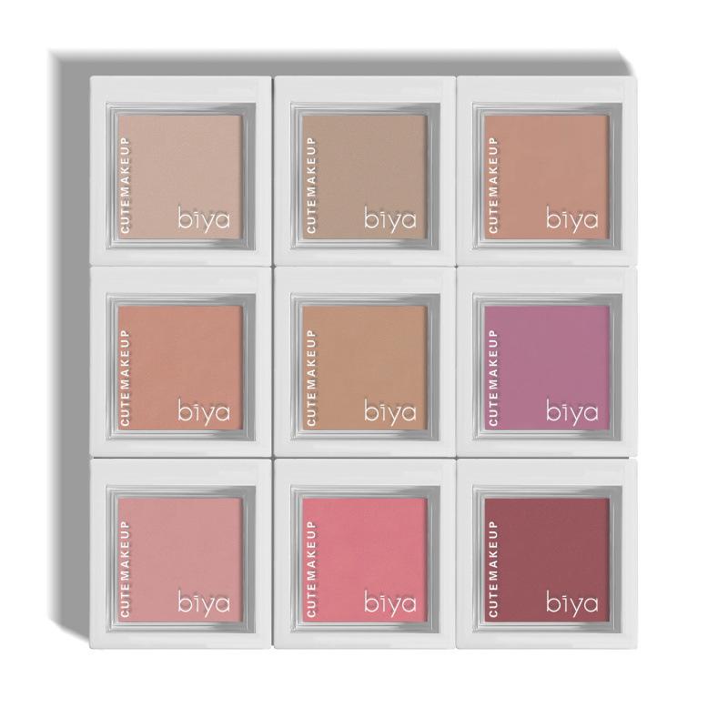 Biya Cute Face Makeup Blush Highlighter: Potato Texture, No Fall-out, Good Color Payoff, 3D Brightening, Matte Contour Powder Compact.