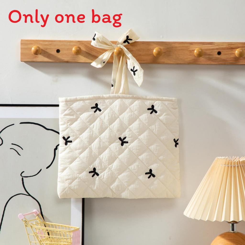 Sweet Style Large Capacity Makeup Organizer With Embroidered Bow For Women
