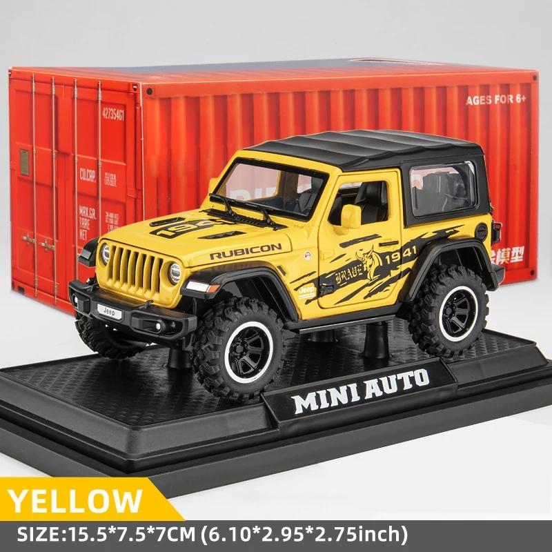

Игрушечные модели автомобилей Wrangler Rubicon из литого сплава, масштаб 1/32, 1941 Rubicon, металлические внедорожники со звуком и светом, игрушки для детей, мальчиков 111 жёлтый