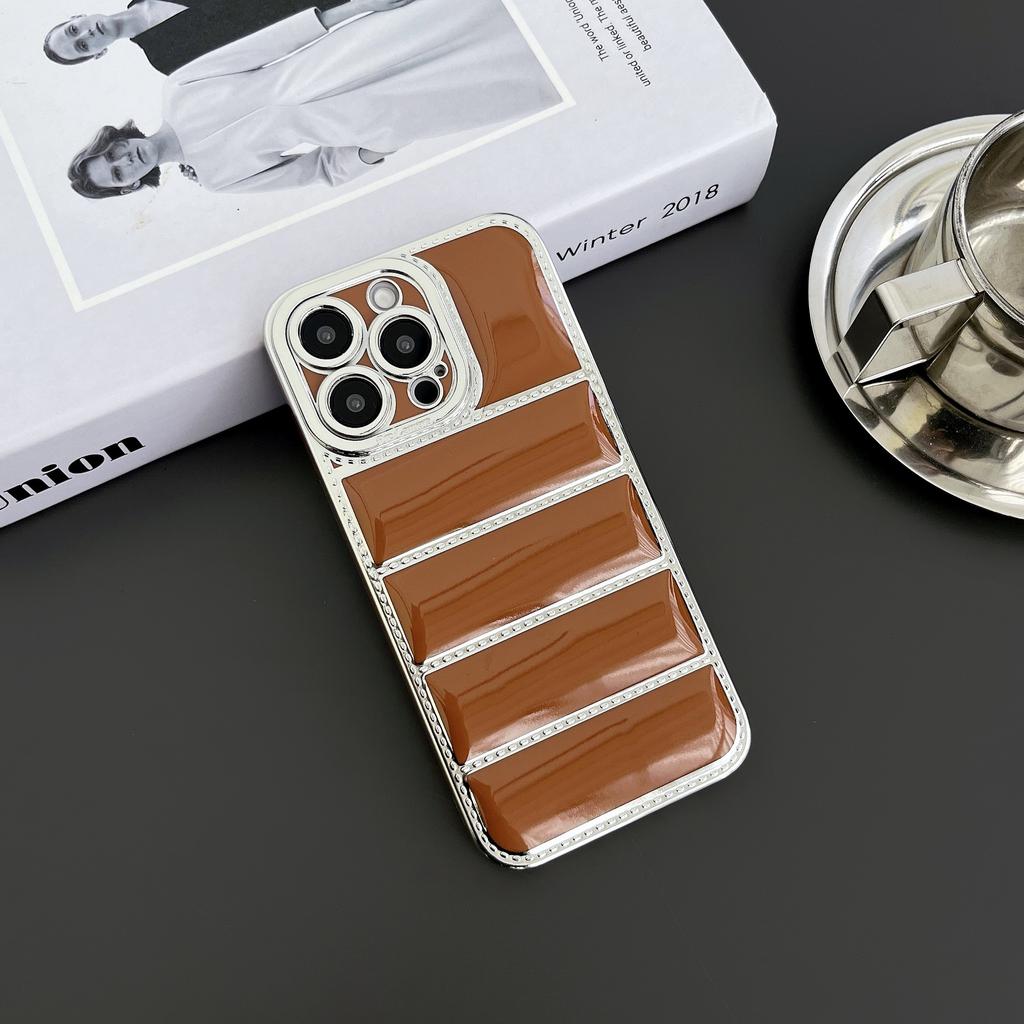 Electroplated Down Case Is Suitable for IPhone16 Anti-drop Phone Case and Apple 15promax Color-matching 14 Protective Case