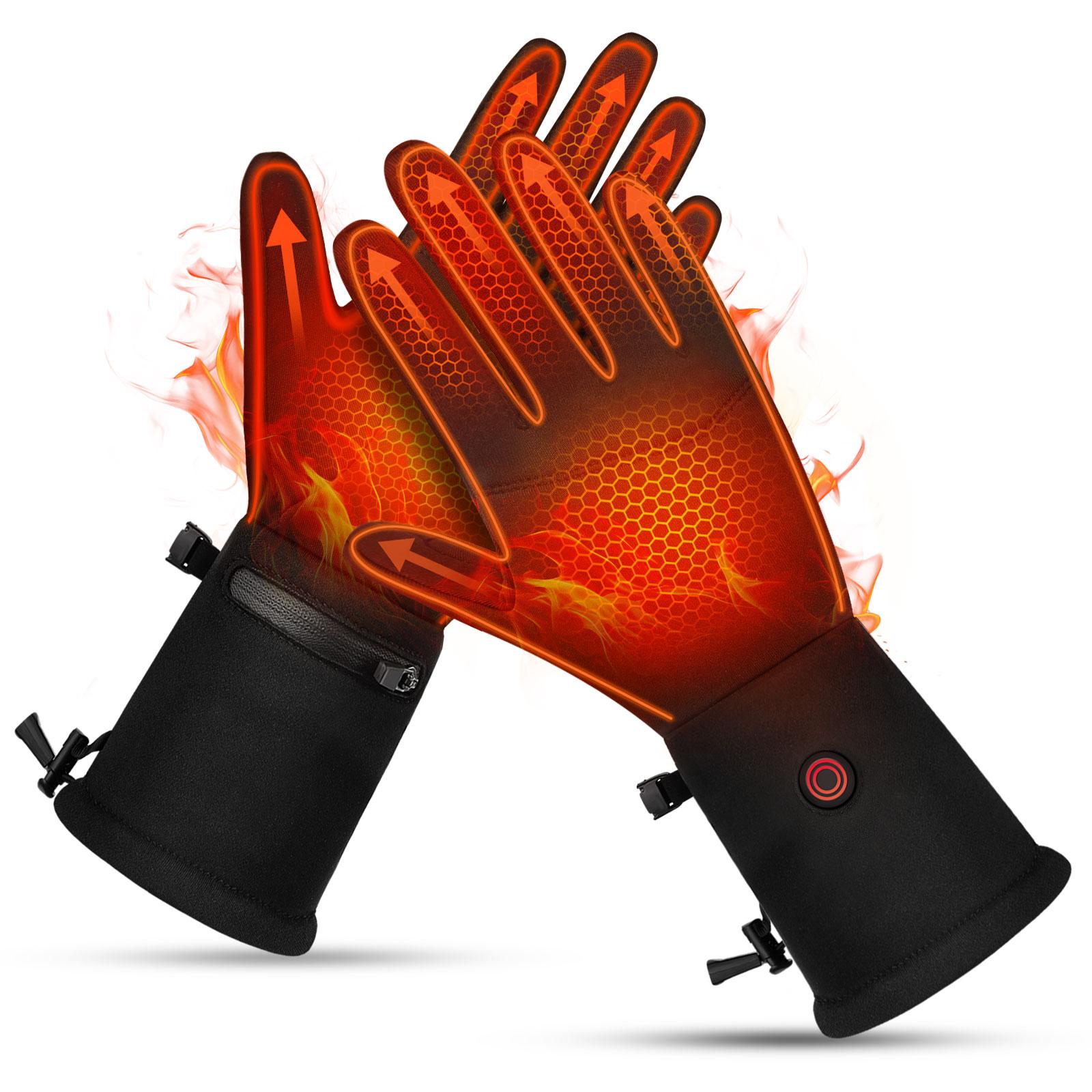 Winter Outdoor Cycling Skiing Black Thin Heated Glove Liners Rechargeable Electric Heating Gloves S