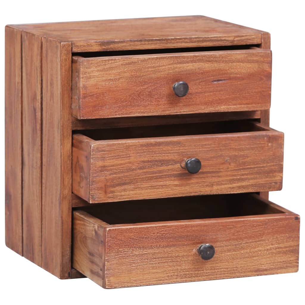 Nightstand with 3 Drawers 35 X 25 X 35 Cm Reclaimed Solid Wood