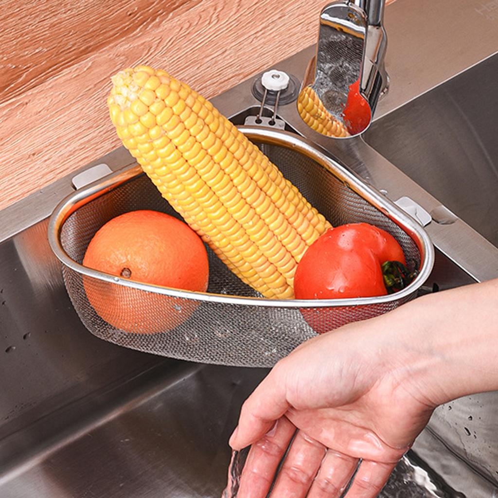 Kitchen Sink Drain Strainer Basket Tableware Dish Storage & Drain Rack for Washing Fruits Vegetables