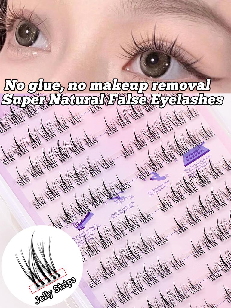 Brown Lashes New Type 10 Rows Glue Free Lashes Easy Application Eyelashes Reusable Lash Clusters with No Glue Needed