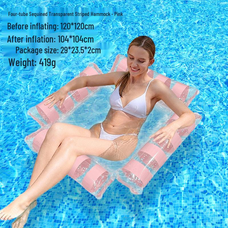 Tumbona Flotante Inflable Plegable Transfronteriza con Respaldo y Malla