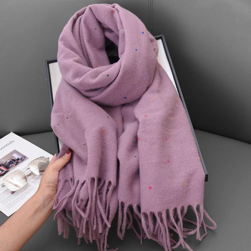 Maillard monochrome dotted scarf women's autumn and winter new warm thickened scarf student versatile shawl